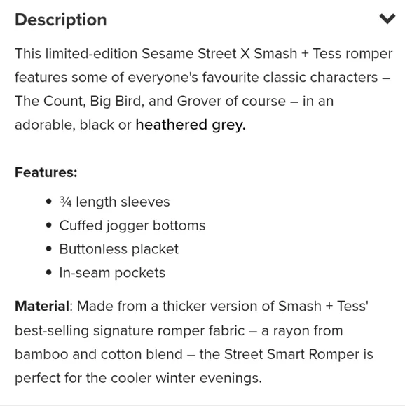 Limited Edition Sesame Street Smash & Tess Romper - Picture 3 of 5